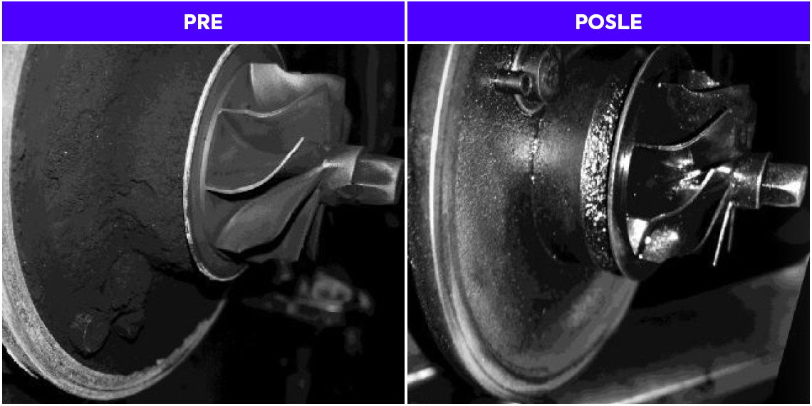 Lopatice turbine pre i posle Multiserve tretmana sa Wynns Diesel Turbo Serve