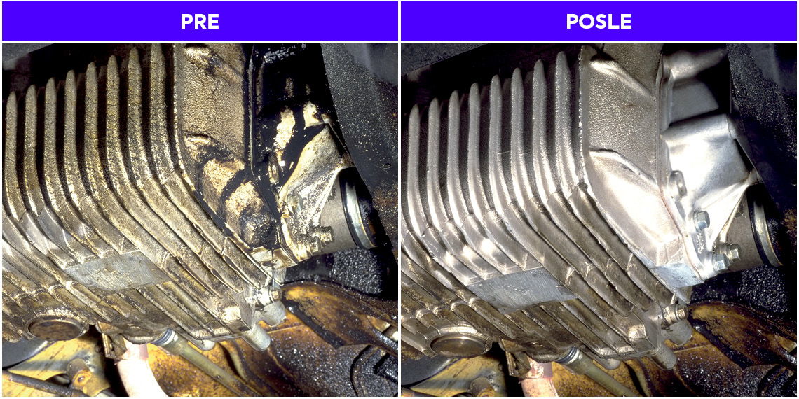 Curenje ulja u motoru pre i posle tretmana sredstvom Wynns Egine Stop Leak